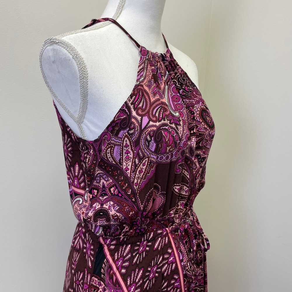 NWT VICI Boho Paris Paisley Adjustable Halter Maxi Dress M Purple Burgundy - Picture 8 of 16